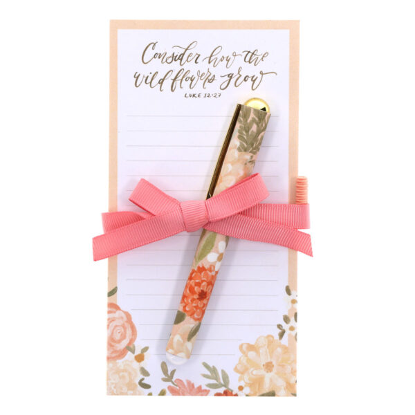 Consider How the Wildflowers Grow Magnetic Notepad with Pen - Image 1