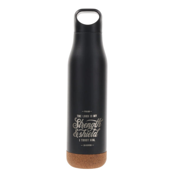 The Lord Is My Strength and Shield Stainless Steel Water Bottle with Cork Base - Image 1