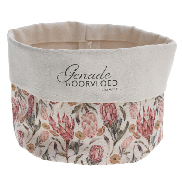 Genade in Oorvloed Afrikaans Canvas Planter Cover - Image 1