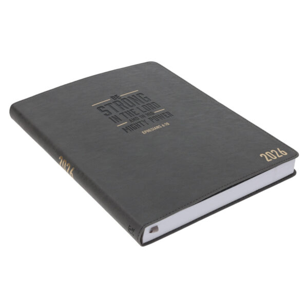 2026 A4 Executive Diary - Daily Planner - Be Strong in the Lord - Faux Leather - Image 2