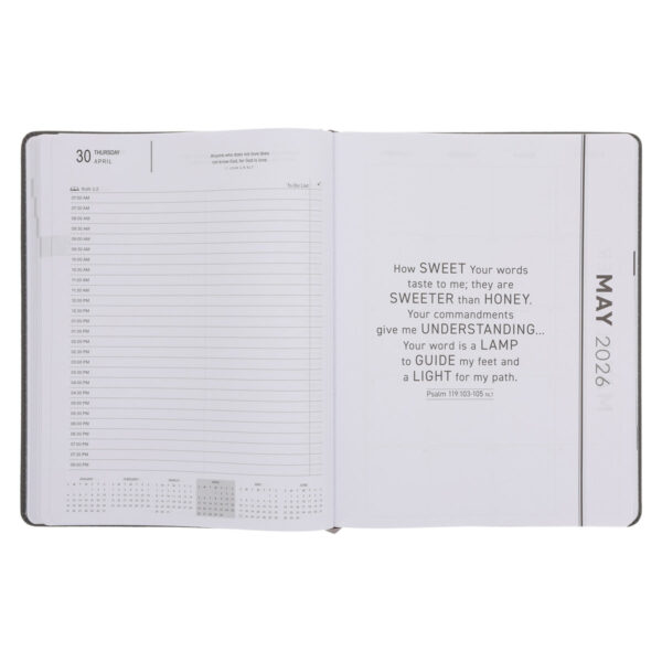 2026 A4 Executive Diary - Daily Planner - Be Strong in the Lord - Faux Leather - Image 4