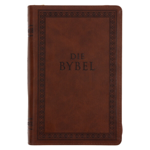 NLV Taan Bruin Kunsleer Standaard Bybel met Ritssluiter en Duimgrepe - Image 5