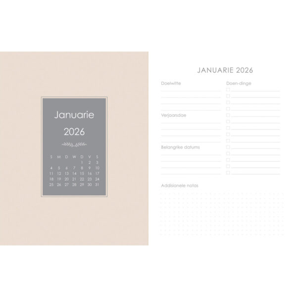 2026 18-Maande Dagbeplanner vir Vroue - Sterkte en Eer - Kunsleer met Rits - Image 2