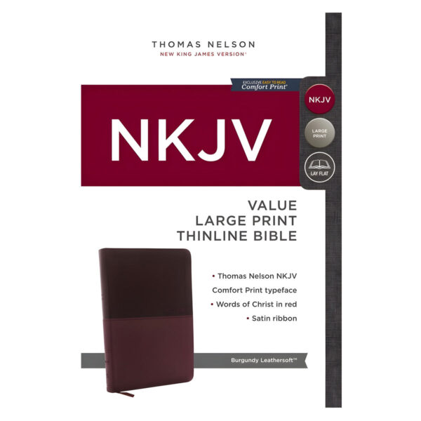 NKJV Value Thinline Large Print Red Letter Burgundy (Comfort Print)(Imitation Leather) - Image 3