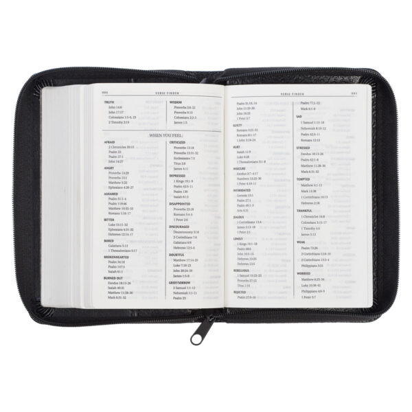 KJV Black Faux Leather Mini Pocket Edition Bible Red Letter With Zip - Image 33
