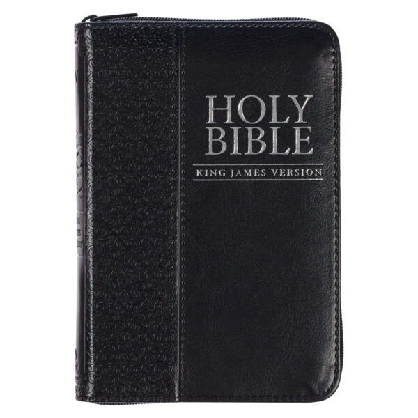 KJV Black Faux Leather Mini Pocket Edition Bible Red Letter With Zip - Image 29