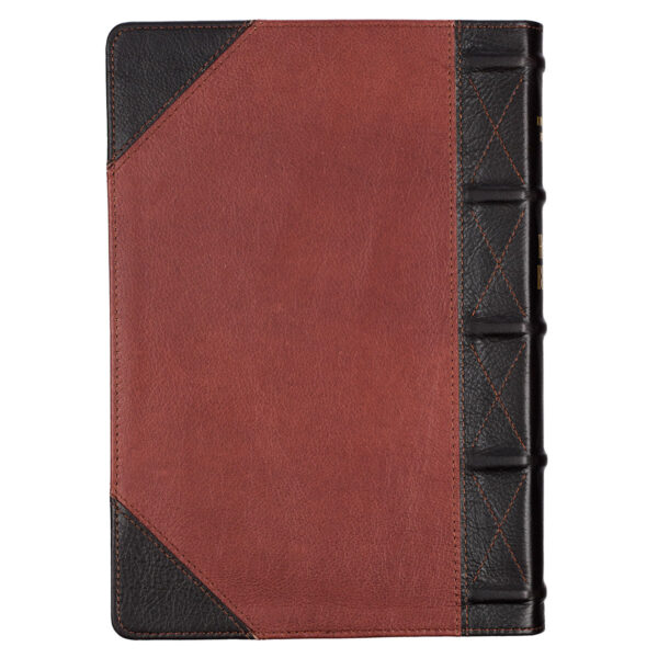 KJV Brandy & Dark Brown Genuine African Leather Bible Giant Print Indexed Red Letter - Image 30