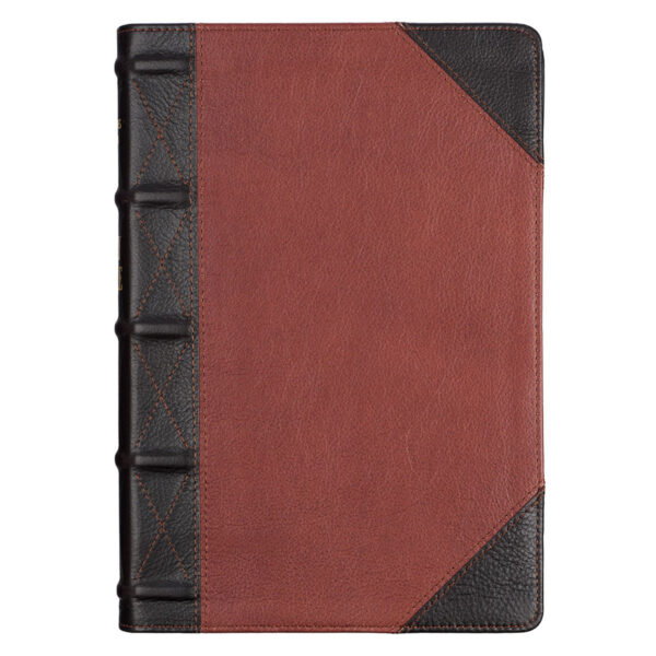 KJV Brandy & Dark Brown Genuine African Leather Bible Giant Print Indexed Red Letter - Image 29