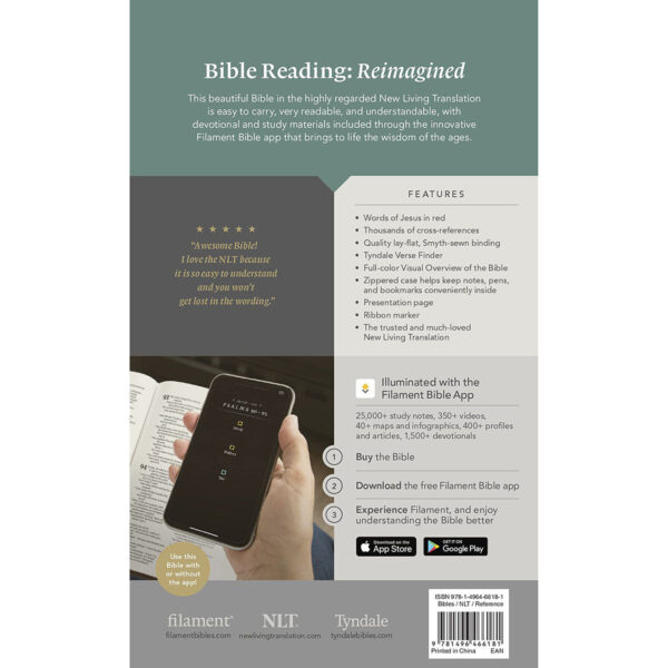 NLT Filament Thinline Reference Bible, Rustic Brown With Zip (Imitation Leather) - Image 23