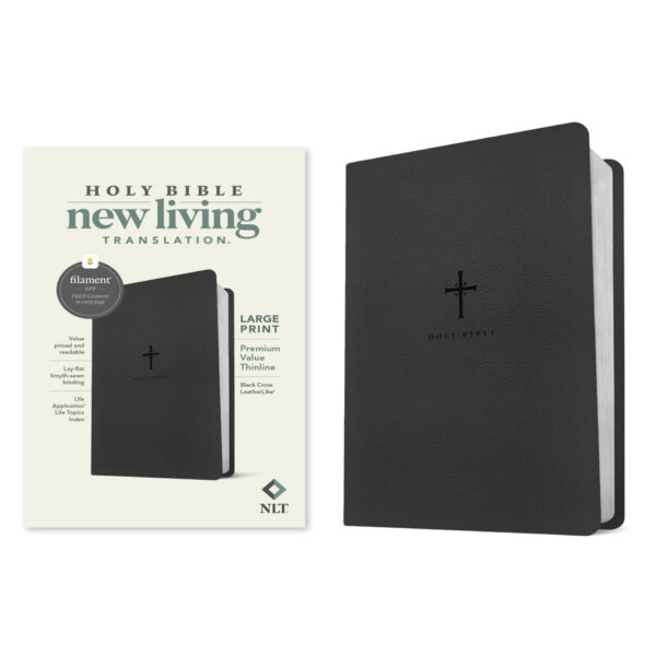 NLT Black Cross Imitation Leather Filament Premium Value Thinline Bible Large Print - Image 6
