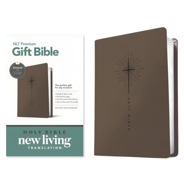 NLT Star Cross Taupe Imitation Leather Premium Gift Bible Red Letter - Image 4