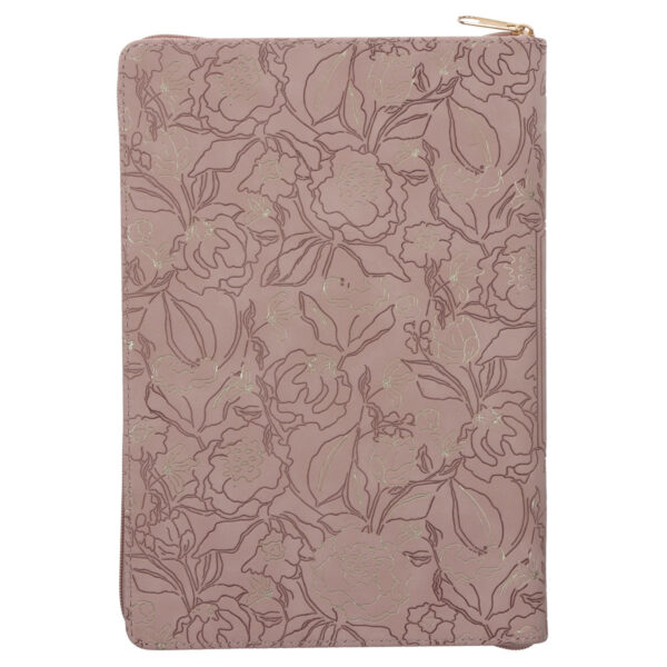 She Is Clothed with Strength and Dignity Beige Faux Leather Journal with Zipped Closure - Image 2