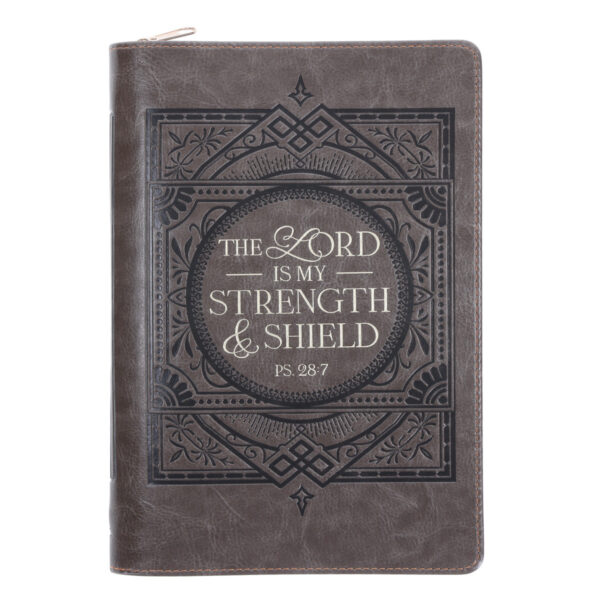 The Lord Is My Strength and Shield Faux Leather Journal with Zipped Closure - Image 1