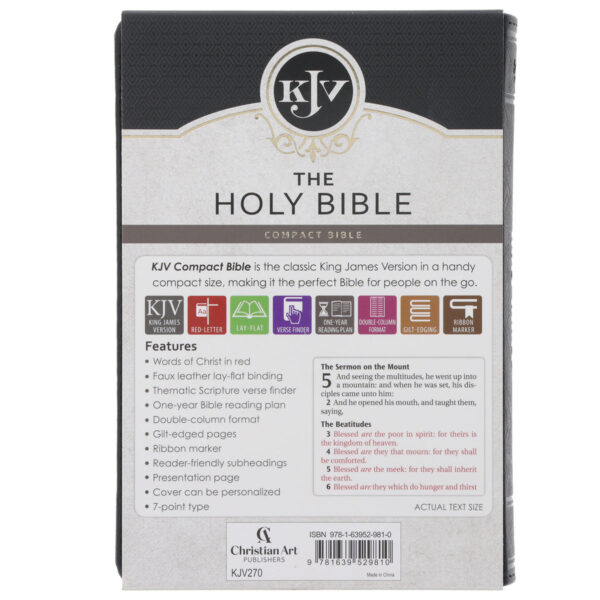 KJV Grey Lion Faux Leather Compact Bible - Image 7