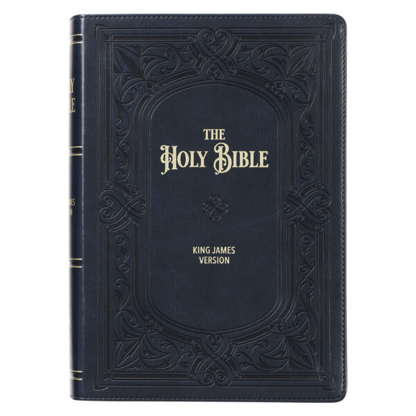 KJV Midnight Blue Antique Frame Faux Leather Full-Size Bible Giant Print Indexed - Image 25