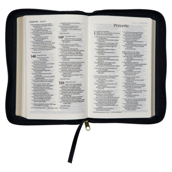 NLT Black Faux Leather Flexcover Compact Bible With Zip - Image 33