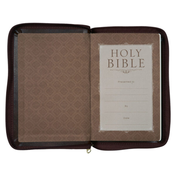 NLT Brown Faux Leather Flexcover Compact Bible With Zip - Image 33