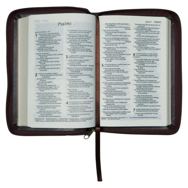 NLT Brown Faux Leather Flexcover Compact Bible With Zip - Image 34