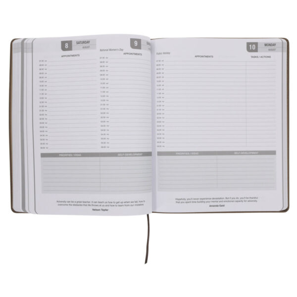 2026 A4 Business Diary - Daily Planner - Architecture Lines Brown - Imitation Leather - Image 7