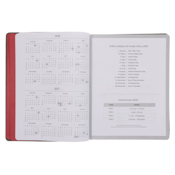 2026 John Maxwell A4 Diary - Daily Planner Red and Grey - Imitation Leather - Image 5