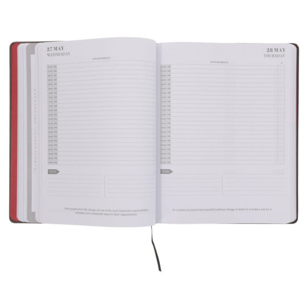 2026 John Maxwell A4 Diary - Daily Planner Red and Grey - Imitation Leather - Image 7