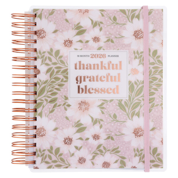 2026 Diary - 18-Month Planner for Women - Thankful Grateful Blessed - Wirebound - Image 1