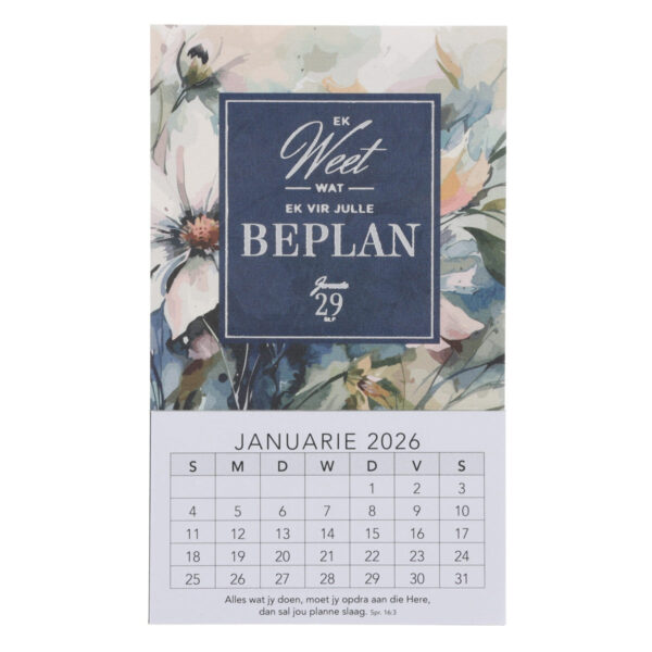 2026 Klein Magnetiese Kalender - Ek Weet Wat Ek vir Julle Beplan - Image 1