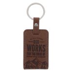 In All Things God Works for the Good of Those Who Love Him Faux Leather Keychain