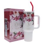 Love Is Patient, Love Is Kind Stainless Steel Mug with Handle and Straw - Image 4