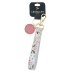 With God All Things are Possible Faux Leather Wristlet Key Ring with Charm - Image 3