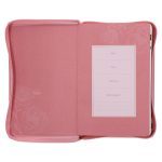 NLV Pienk Blomme Kunsleer Standaard Bybel Met Ritssluiter en Duimgrepe - Image 26