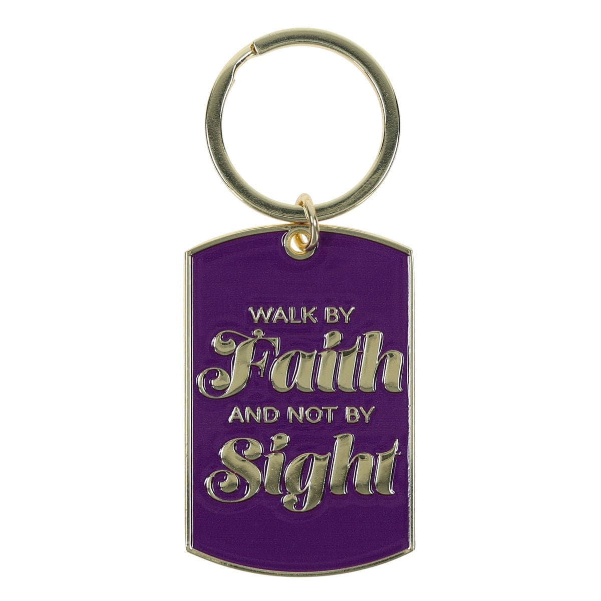 1220000722323_front Walk by Faith and Not By Sight Metal Keychain - Image 1