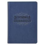 Be Strong and Courageous Navy Faux Leather Journal with Zipped Closure